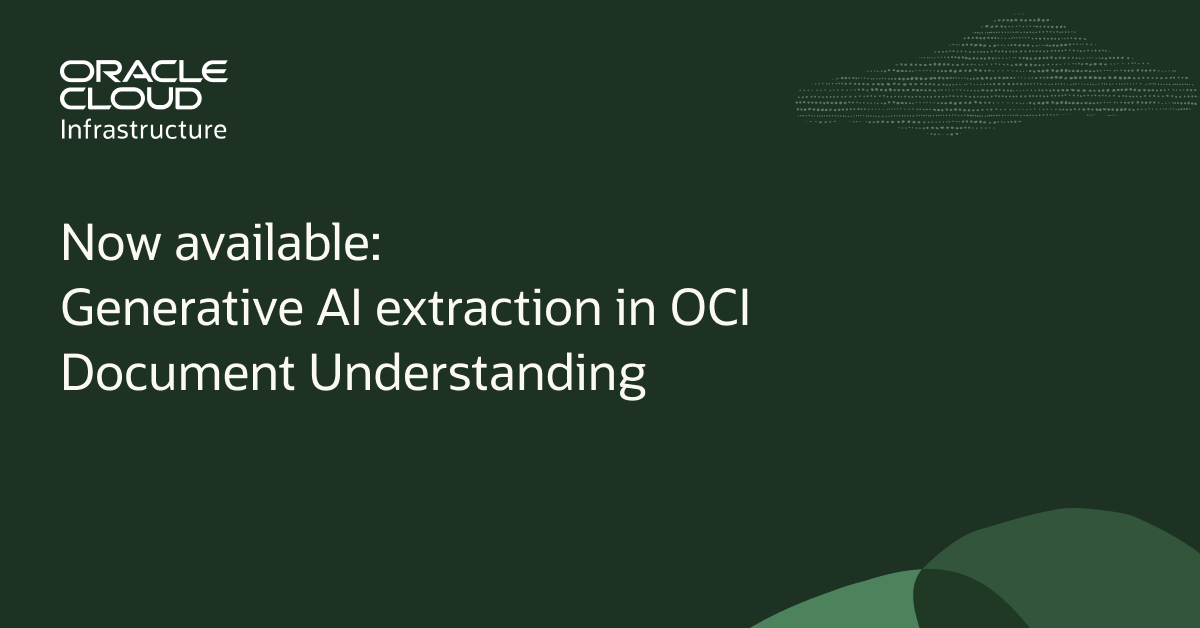 Ready to process complex business documents with no manual work needed? OCI Document Understanding now offers generative AI extraction to handle invoices, tables, and more without labeling. Streamline your workflow: social.ora.cl/6017hSheX