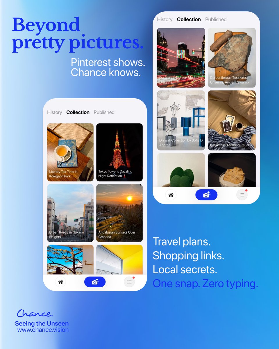 Chance_vision's tweet photo. Go beyond the pretty pictures! Snap on chance for the whole context! ✨
.
[AI, Tech culture, pinterest, aesthetics, fyp, tech trending, visual search, travel inspo]  
#AI #ChanceAl #VisualAl  #chancevisual  #AIForCreators #techculture #generativeai #pinterest #aesthetics #visualsearch