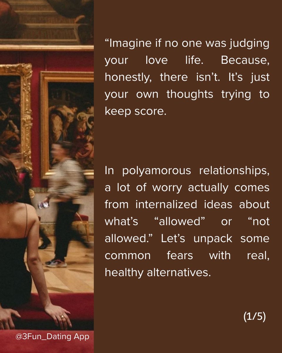 3fun_app's tweet image. If you’ve been questioning whether you’re “doing it right,” this is your reminder: healthy polyamory makes room for real humans — and real humans are beautifully messy.💖 #3fun #polyamory  #enm