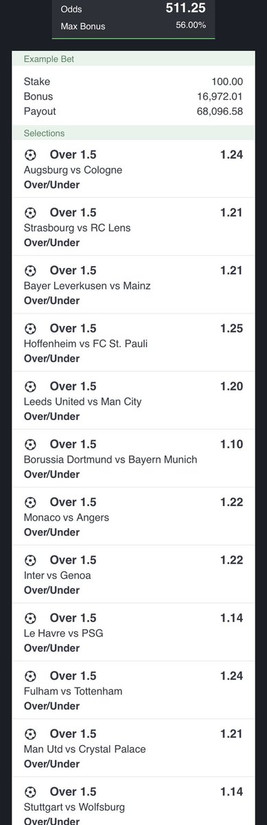 I spent over 9 hours on this 500 odds starting tomorrow and all options are over 1.5. Stake this if you need rent, new phone, fees, business funds etc.

Stake, repost, like and bookmark for the street cos we’re winning 

Check first comment for code.