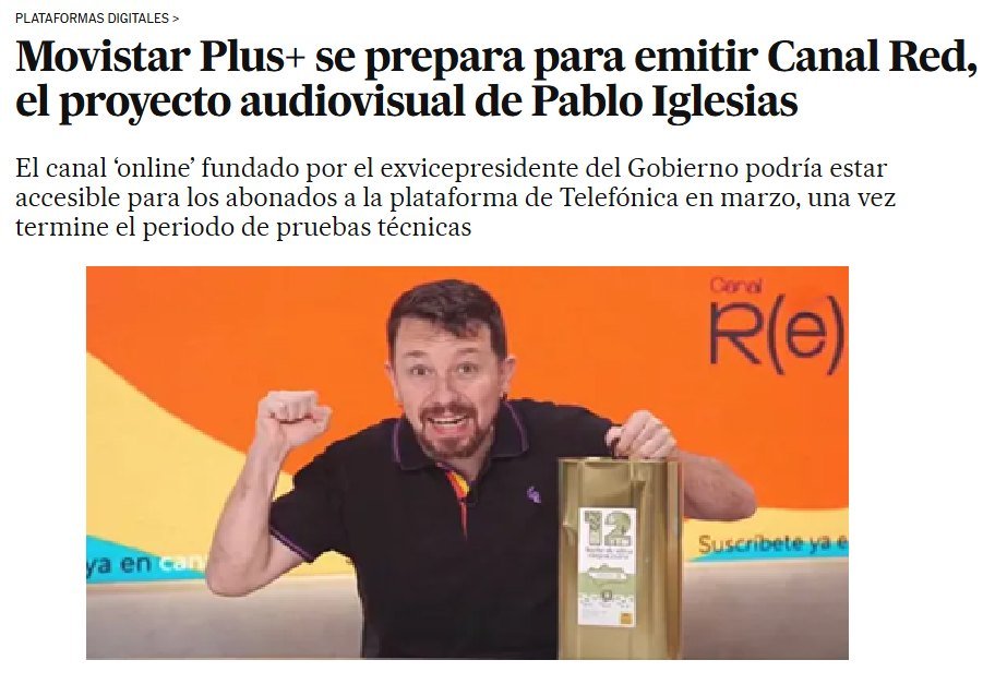Pablo Iglesias es tan incómodo para el sistema, tan transgresor y radical, que en breve podrás ver su canal en Movistar+, esa plataforma de pago tan revolucionaria como él.