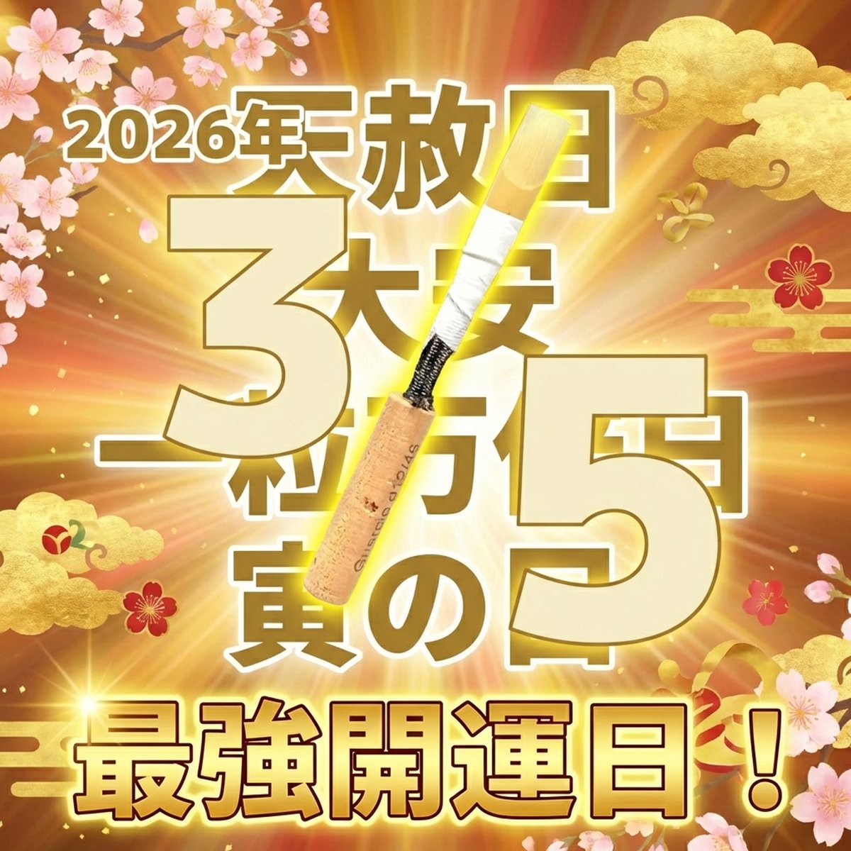 ManDoubleReedP's tweet photo. 3月5日は天赦日・大安・一粒万倍日・寅の日すべて重なる、2026年屈指の最強開運日！
ManDoubleReedShopでも何かが起こる…かも
https://t.co/4NK6WY0IY5
#一粒万倍日 https://t.co/tnsSxa28sV