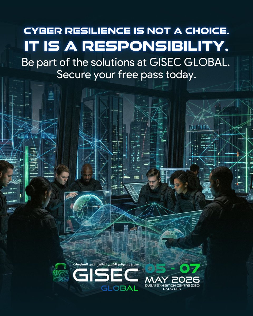GISECGlobal's tweet photo. The UAE stands firm against cyber threats.
The UAE Cybersecurity Council recently confirmed the successful thwarting of organized cyberattacks targeting vital sectors. 

📅 5 – 7 May 2026
📍 Dubai Exhibition Centre, Expo City
🚨 Register now: https://t.co/bjRBvQZxhQ https://t.co/3q4Pvlf228