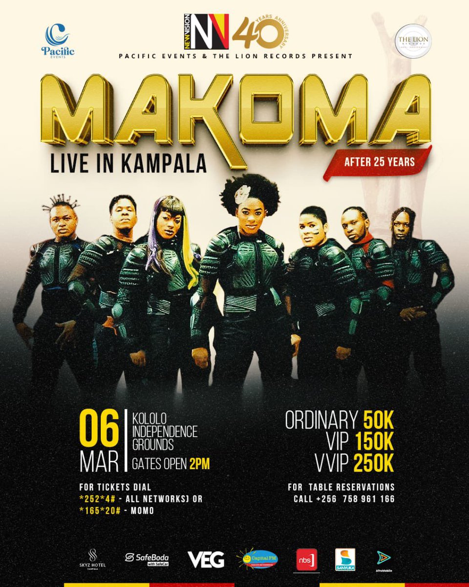 You know the show is going to be good when it gets endorsed by the <a href="/ChurchofUganda_/">Church of Uganda</a> . 

The #MakomaLiveInKampala is just a few days away and tickets are already on sale via momo (*252*4# ) for the event slated for 6th March at Kololo Independence Grounds #NewVisionat40