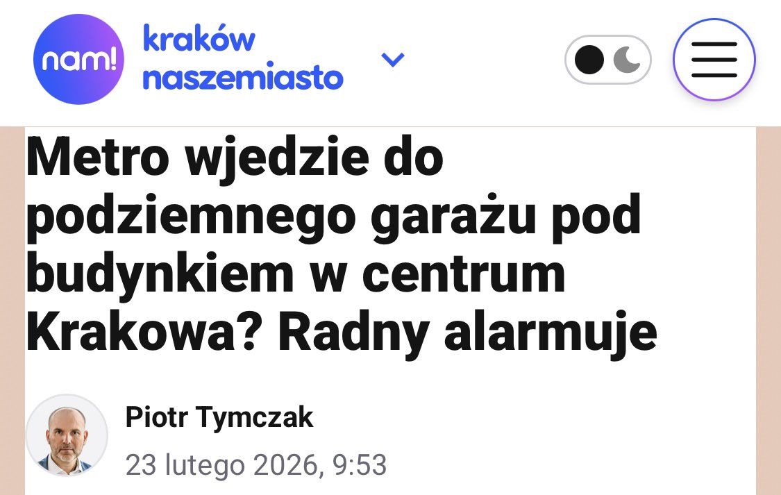 PIÓRNIK Z NIE NAJOSTRZEJSZYMI KREDKAMI. TO WŁAŚNIE KRAKÓW. 

 Jak się okazuje to plany metra są tak skrupulatnie przygotowywane, że te ma przejść przez… garaż. 

 Myślicie, że metro w garażu podniesie ceny mieszkań? XD