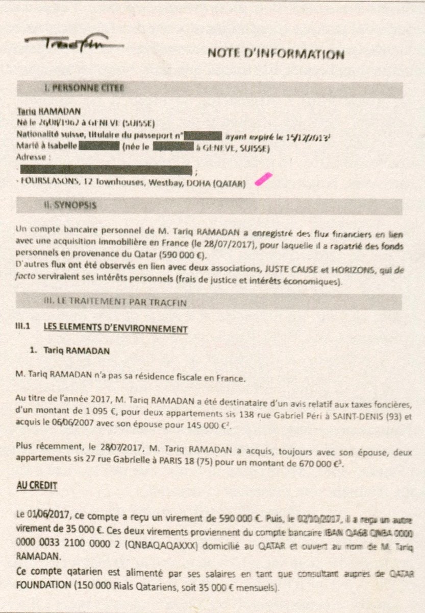 Le procès de Tariq Ramadan pour viol s'ouvre le 2 mars. Une cagnotte a été lancée pour aider Henda Ayari, l'une de ses victimes. Tariq Ramadan avait lui aussi lancé un appel aux dons, alors qu'un document de Tracfin atteste qu'il percevait 35 000 euros par mois du Qatar…