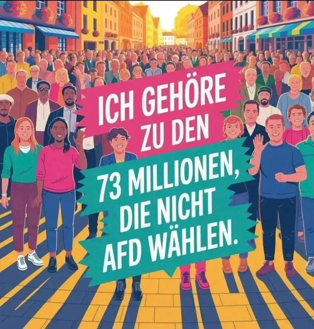 Genau so ist das! Wir, die Demokraten, sind mehr!
#NoAfD #AfD #AfDVerbotsverfahren2026 #AfDSindFaschisten #AfDVerbotSofort