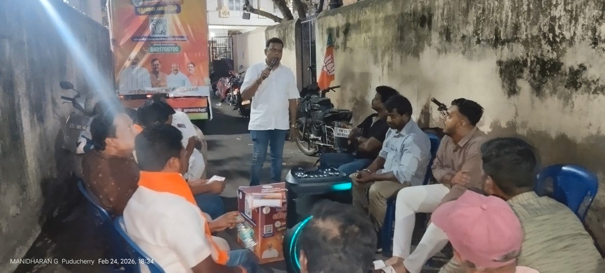 Selva_k99's tweet photo. BJP Street corner meeting Puducherry @BJP4Puducherry @BJP4India https://t.co/z5YQvjmrGJ