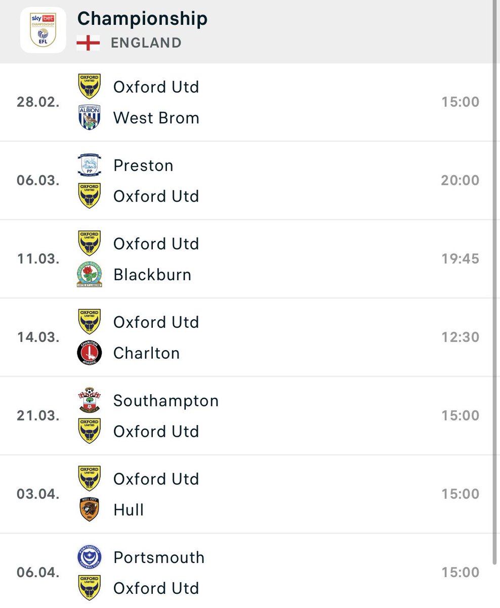 PompeyTom83's tweet photo. Another good loss for Oxford last night, 10 point gap with 12 to play, if we can get it up to 13 by the time we meet we can officially be clear of them with a win 👀
Their next few games feels like it’s now or never #2down1togo 🔵 https://t.co/0O3J5j0pTe
