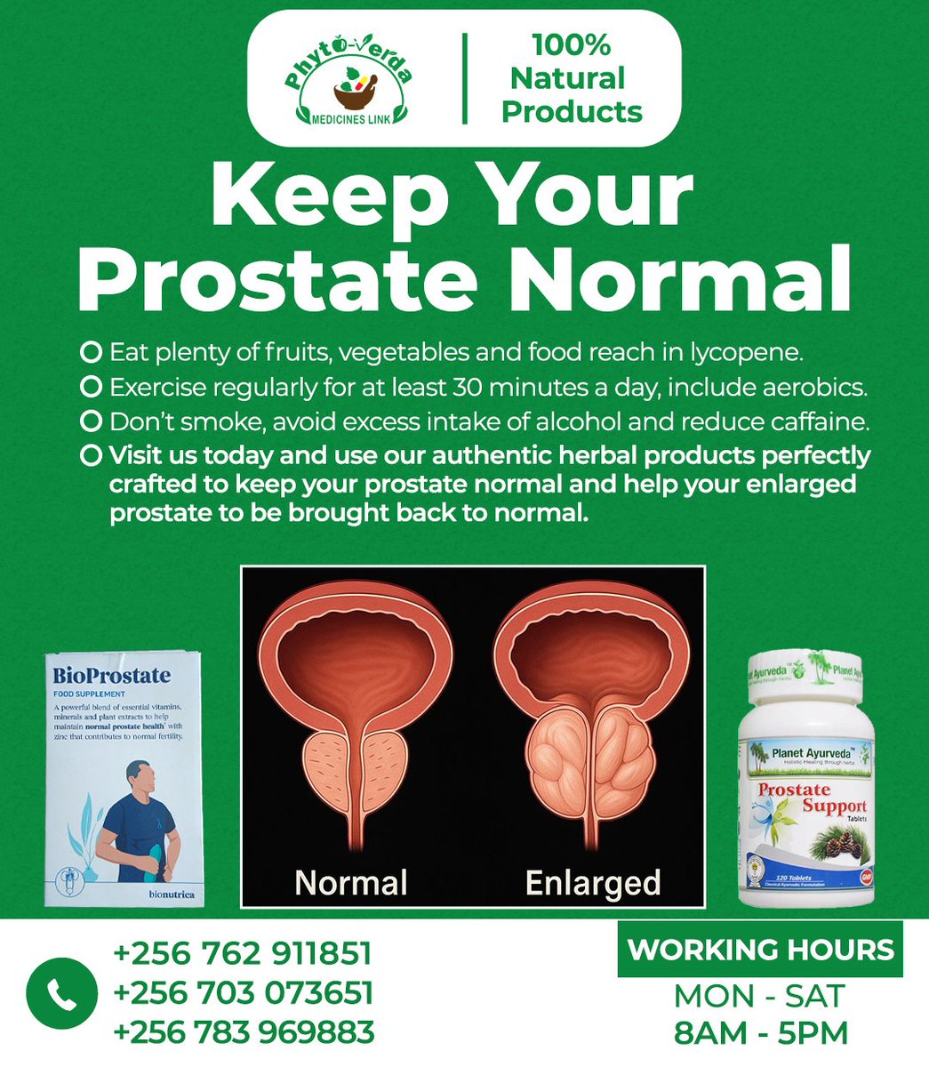 phytoverda's tweet photo. KEEP YOUR PROSTATE HEALTHY &amp; STRONG!  

Take charge of your wellness today!  Visit Phyto-Verda Medicines for a full body check-up, expert assessment of your prostate health, and quality natural medications.  Medications available — ORDER NOW!  Your health matters. 
Act today.🌿 https://t.co/rXa47Nyrf8