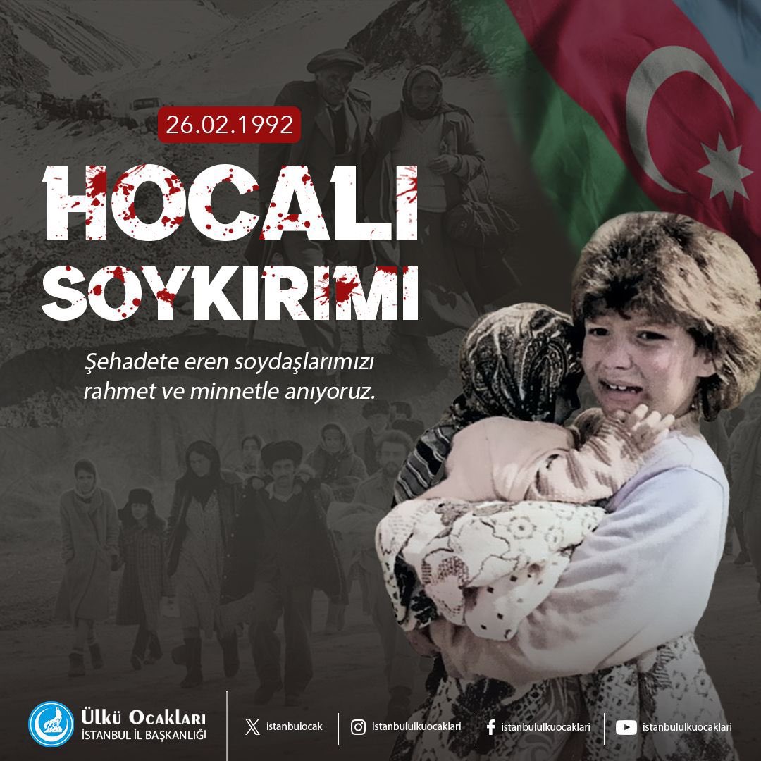 Şehit Olan Tüm Soydaşlarımızı Rahmet ve Dualarla Anıyoruz. Ruhları Şad, Mekanları Cennet Olsun.
#HocalıSoykırımı