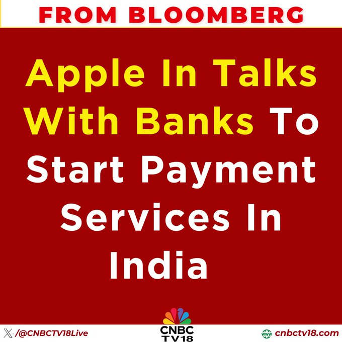 orientalstocks's tweet photo. From Bloomberg | #Apple in talks with #Banks to start payment services in India https://t.co/kaxzqiY7ku