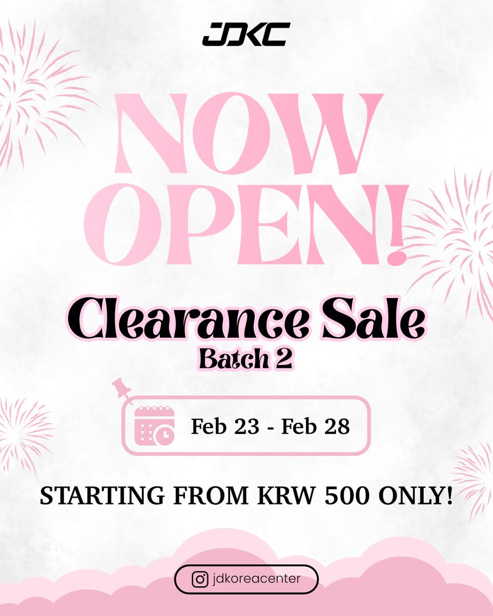 jdkoreacenter's tweet photo. Still sleeping on Clearance Sale Batch 2? 👀 

We’re already on Day 4 and so many must-have photocards & site exclusives are sold out or down to low stock 🫣

Don’t be the one regretting it later 😉
Shop now before your faves disappear forever 🏃‍♀️💨

Prices starting at KRW 500 ONLY 😍

💕Boy Group Lineup
BTS, Stray Kids, ENHYPEN, SEVENTEEN, TXT, GOT7, Xdinary Heroes, G-DRAGON, TREASURE, NCT & more.

🎀Girl Group Lineup
TWICE, BLACKPINK, ITZY, aespa, Red Velvet, NewJeans, Kep1er, IVE & more.

Full list + order form still open‼️
Check it NOW → https://t.co/aogS2aBmCl  

⏰️ Final chance ends Feb 28, 2026 (10 PM KST)

➖️

𝐉𝐃𝐊𝐂 𝐆𝐋𝐎𝐁𝐀𝐋 𝐄𝐬𝐭. 𝟐𝟎𝟏𝟖 🇰🇷
𝘎𝘭𝘰𝘣𝘢𝘭 𝘚𝘩𝘪𝘱𝘱𝘪𝘯𝘨✈️ 

📧  jdkoreacenter@gmail.com
📱 KakaoTalk: @jdkoreacenter
🕒 Customer Service: Mon - Fri | 10:00 - 18:00 KST