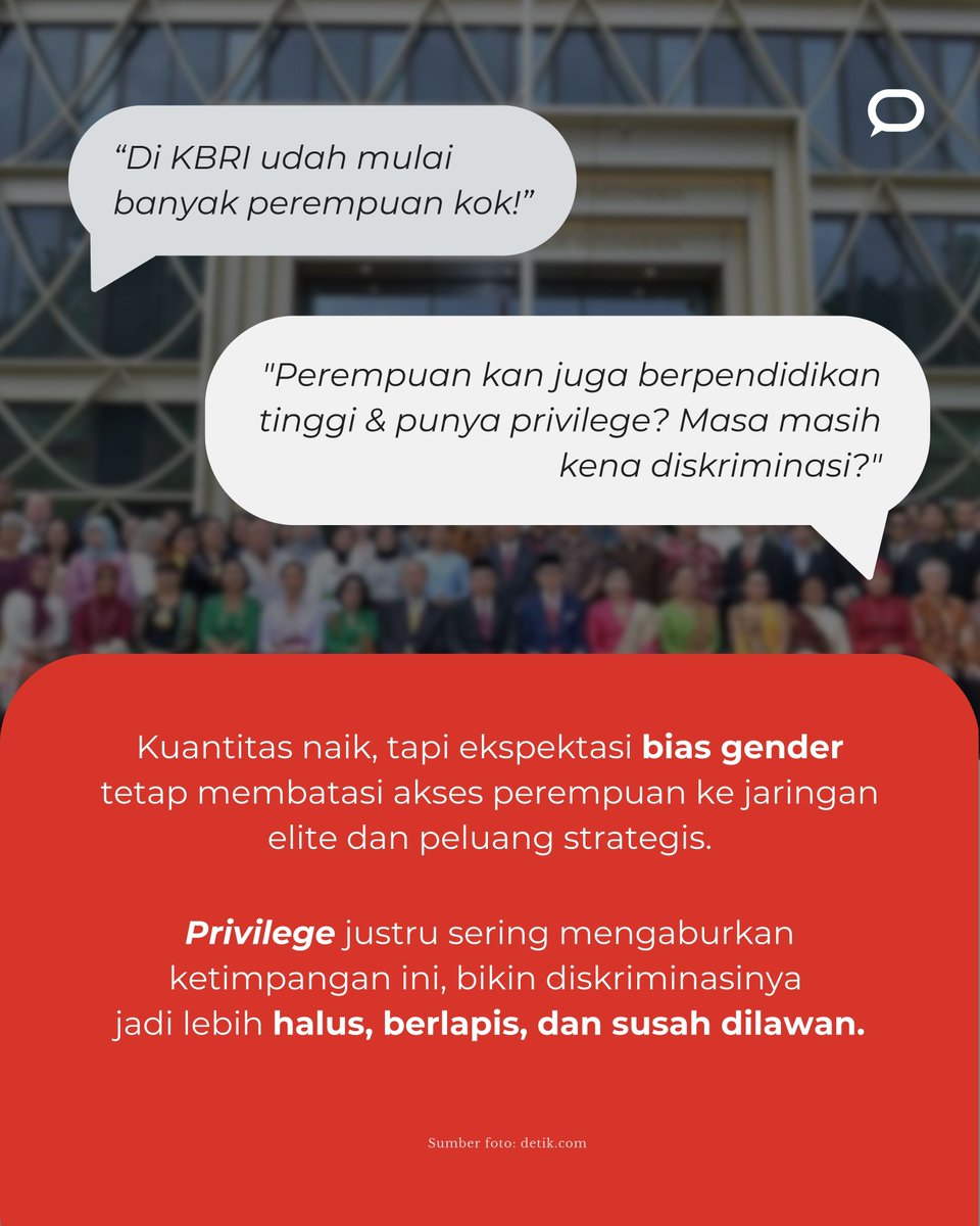 Psst, menurut riset, istri diplomat yang tidak ikut organisasi Dharma Wanita kena intimidasi dan sanksi sosial.