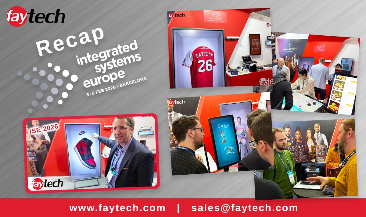 faytechShenzhen's tweet image. 🎉 #faytech celebrates a successful #ISE2026 in #Barcelona! With amazing turnout &amp;amp; engaging discussions on our #touch &amp;amp; #display solutions. Check out our booth #highlights and innovations led by Arne Weber: faytech.com/faytech-conclu…   🌟 #ISE #tech #touchscreens