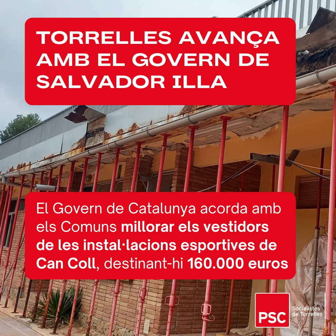 psc_torrelles's tweet photo. 🔴Un acord @socialistes_cat i #Comuns posa fí a 15 anys de deixadesa al manteniment de part de les instal·lacions esportives a #Torrelles
🔴Al final no son els que es trenquen les vestidures sinó els que fan política útil els que resolen els problemes de la gent
Gràcies @govern https://t.co/6caDRUEzbM