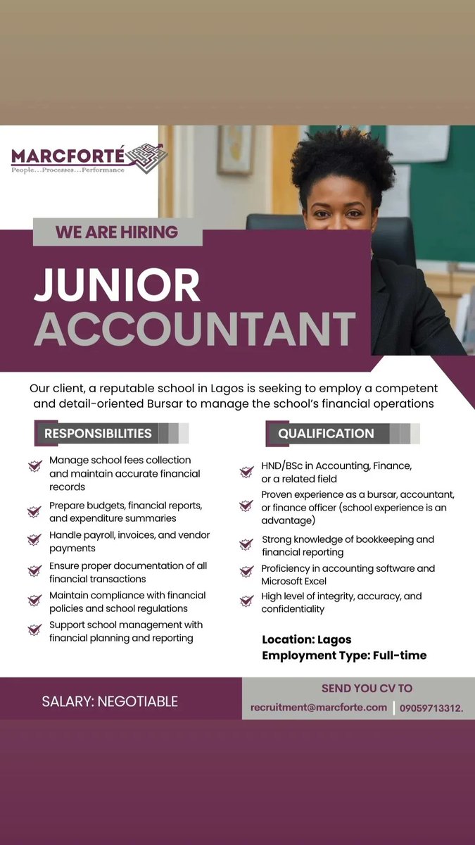 marcforteBC's tweet photo. We are currently hiring qualified and passionate individuals to join our team.
Apply now and grow with us.

#wearehiring #joinusnow #marcfortebusinessconsulting  #vacancy https://t.co/460SrYPeWF