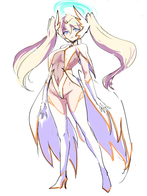 聖女さま立ち絵 並べてみました ←悪コスver 光堕ちver→
