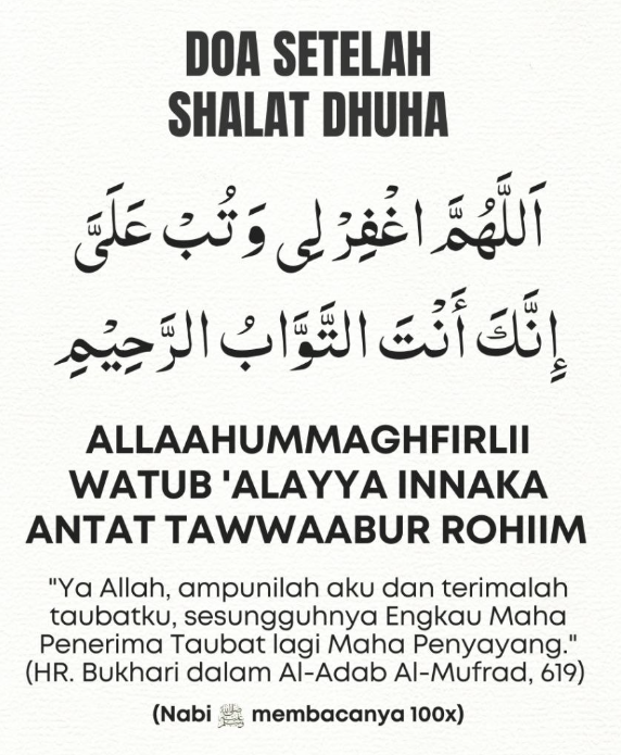 subnet_nol's tweet photo. Yang belum tau, Cara Sholat Dhuha:

Waktu: 15 menit setelah matahari terbit s/d 15 menit sebelum Dzuhur (Afdhalnya jam 09.00).
Rakaat: Min. 2, Maks. 8-12 (Dikerjakan per 2 rakaat salam).

Tata Cara:
1) Niat (Cukup dlm hati).
2) Rakaat 1: Al-Fatihah + Surat pendek (Contoh: Asy-Syams).
3) Rakaat 2: Al-Fatihah + Surat pendek (Contoh: Ad-Duha).
4) Tahiyat Akhir & Salam.

Doa: Ga wajib doa tertentu, tp biasanya baca:
