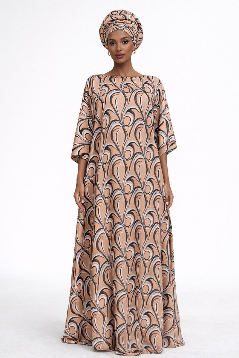 RhophysC's tweet photo. Effortless elegance in every detail. This silk dress in brown, accented with soft white and black designs, moves with you, offering comfort and style in equal measure. Perfectly polished yet relaxed, it’s a piece that lets you express grace and confidence no matter the occasion. https://t.co/CNozcyKhlb