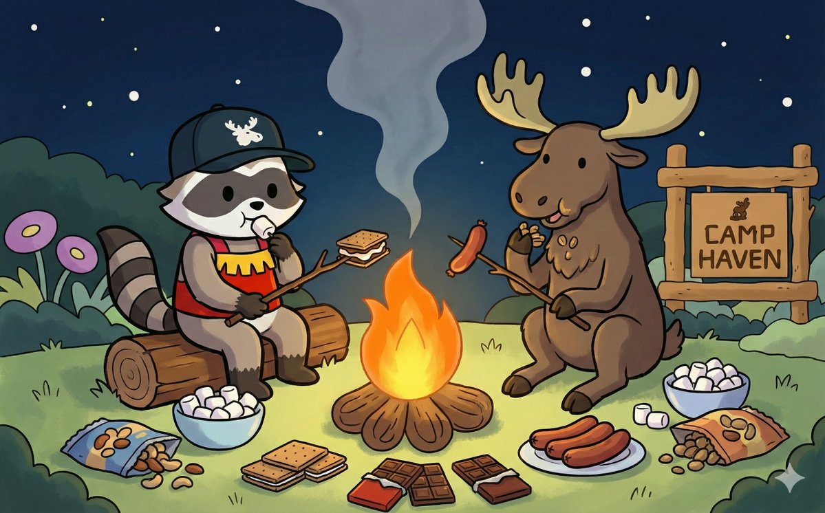 rautbhushan's tweet image. First night at Camp Haven 🔥🍖
Sitting by the fire, roasting marshmallows and setting the tone for my creative journey. Every big story starts with a small spark. Excited to build, create, and grow in the Haven.
@DataHaven_xyz #CampHaven #CreativeCabin #Web3Journey