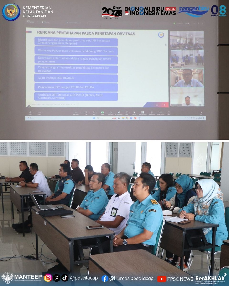 ppscilacap's tweet image. PPS Cilacap menyelenggarakan Sosialisasi Penerapan Objek Vital Nasional (Obvitnas) di PPS Cilacap, Kamis (26/2/2026).

#KKP2026GrowStronger #PanganBiru  #DJPTDisiplin #DJPTBerdedikasi #DJPTBerprestasi #ppscmanteep