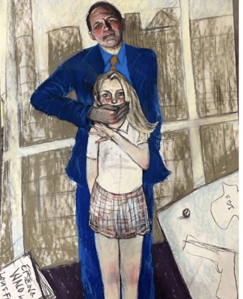 This painting has stayed with me.

Maria Farmer survivor, 
artist didn’t just create art. She created a voice 🗣️.

In this depiction of Louis J. Freeh, FBI Director under Clinton, she confronts sexual politics and the silence surrounding power.

Her work isn’t decoration. It’s a