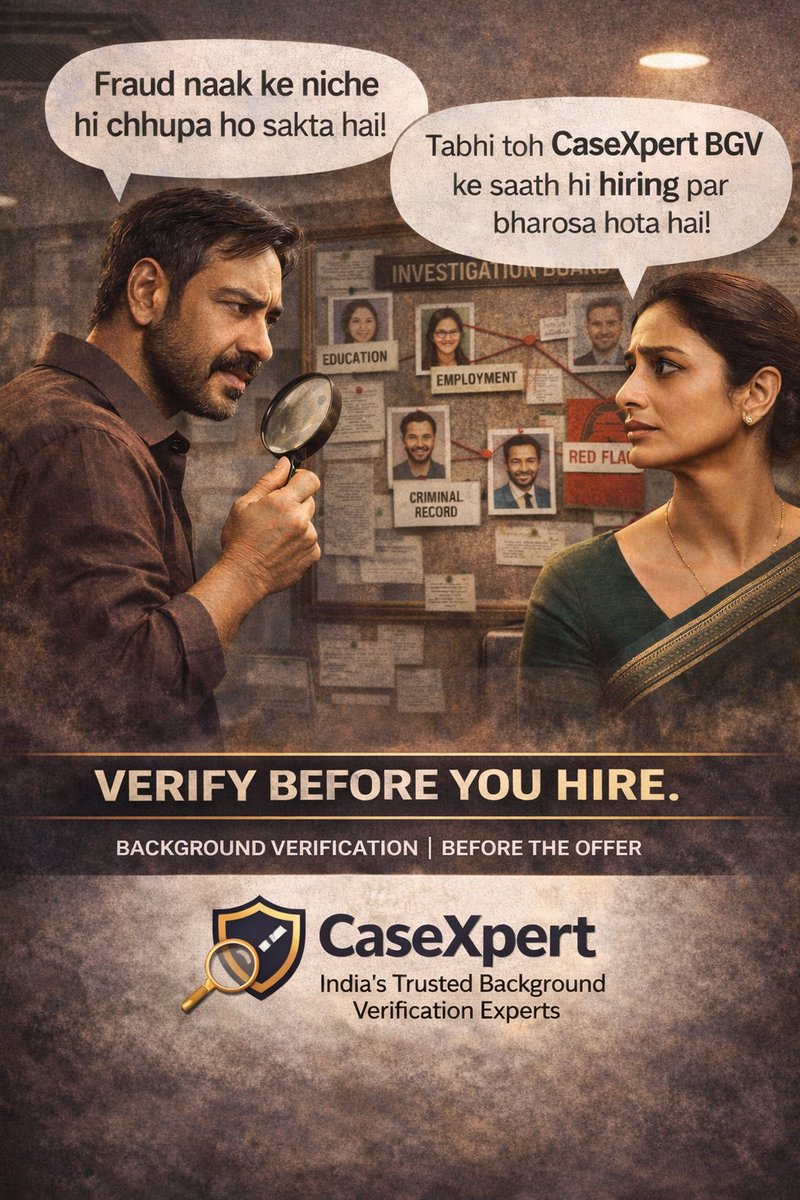 Case_Xpert's tweet photo. Resume strong ho sakta hai.
Story bhi convincing ho sakti hai.
Par sach verification ke baad hi milta hai.

#VerifyBeforeYouHire #Hiring #BGV #HRIndia https://t.co/XizCVlt0aG
