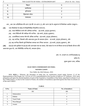 airnews_abad's tweet image. #ECI,એ 10 રાજ્યોમાં રાજ્યસભાની 37 બેઠકો માટે દ્વિવાર્ષિક ચૂંટણી માટે સૂચના જાહેર કરી,  5 માર્ચ સુધી નામાંકન પ્રક્રિયા અને 16 માર્ચે મતદાન યોજાશે  

#RajyaSabhaElection #Notification

@ECISVEEP