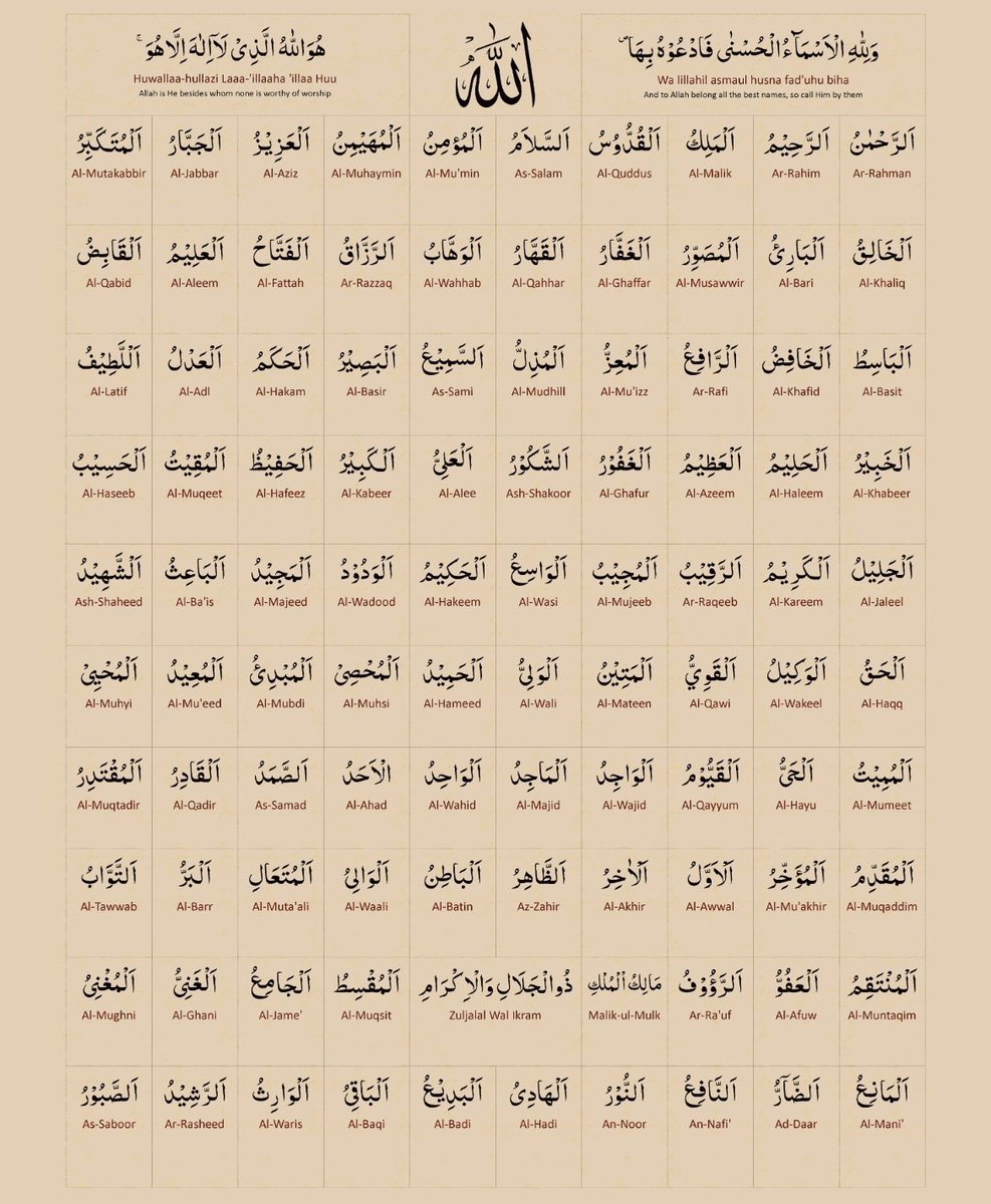 You’ll never regret reposting 99 names of Allah🤍