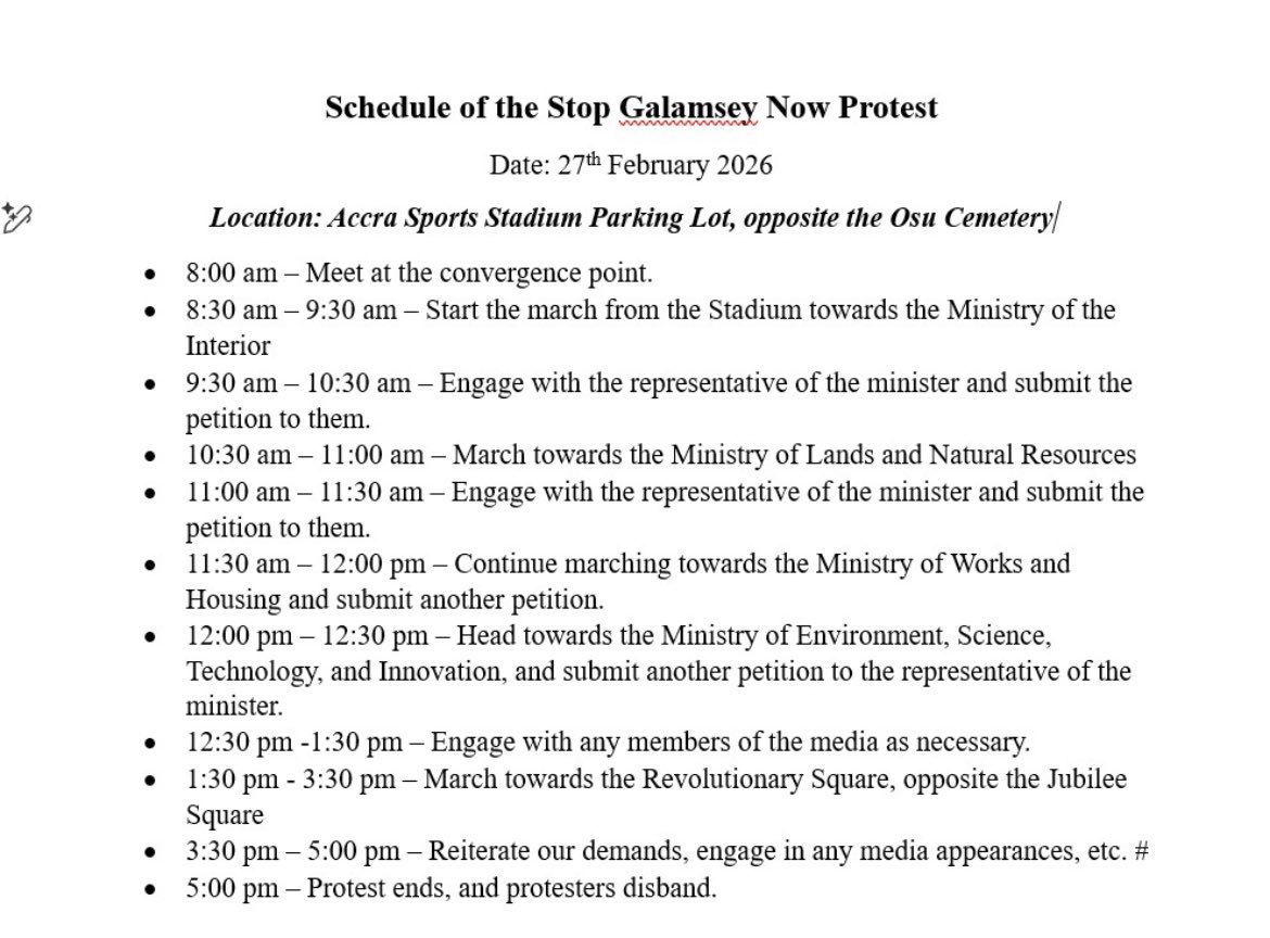 The #StopGalamseyNow protest is tomorrow ! 
Come one
Come all
This is our collective fight!
Don’t stay at home
Be present!

#StopGalamseyNow