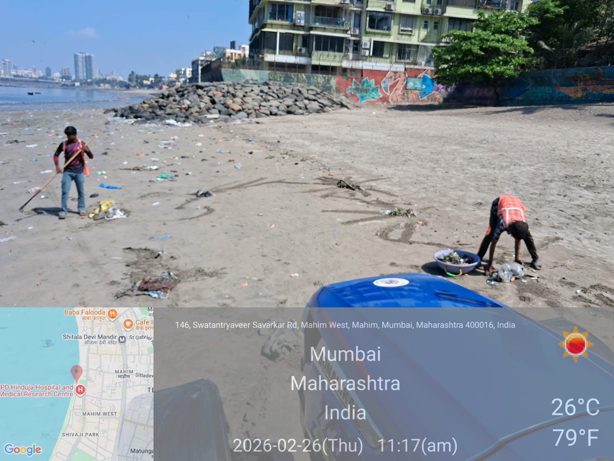 26Feb beach cleaned everyday by BMC contractor Sunil &amp; team under the direction of SWM AE Mr Bhoir and under the supervision of Mahim bay beach committee CLEANING SPACES CREATING  HAPPY FACE