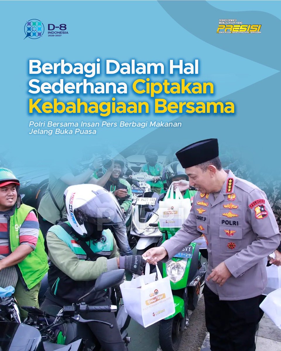 PolresTW's tweet photo. Hal yang sederhana, namun bermakna luar biasa. Dari berbagi makanan untuk berbuka puasa, lahir senyum dan rasa syukur yang menguatkan persaudaraan di bulan penuh berkah. Polri Terus Berkomitmen Wujudkan Kebaikan Ramadhan dan #BerlombaBerbagiKebaikan untuk Masyarakat https://t.co/VBMCjbdvFf