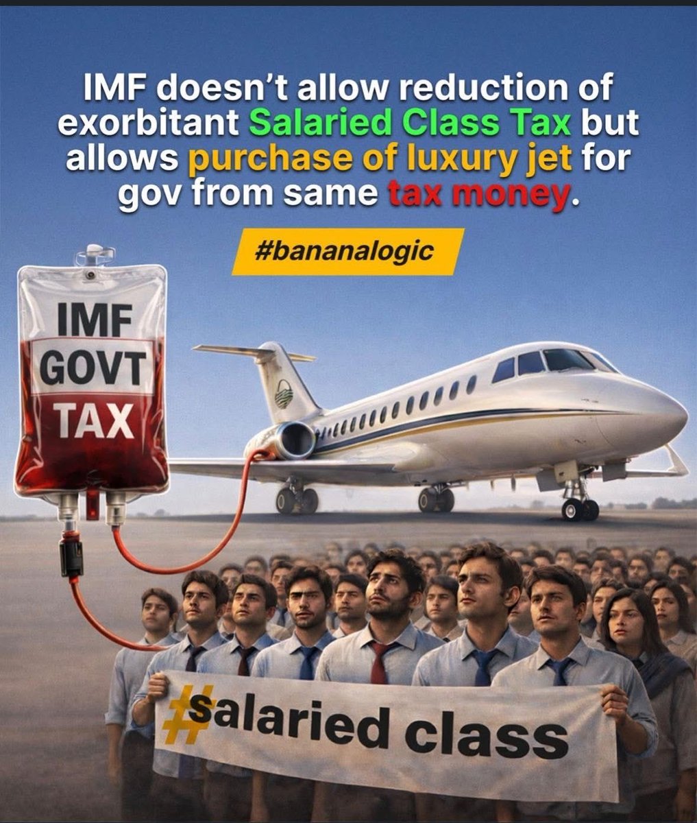 When austerity hits, it always finds the salaried class first.
No relief on income tax,but room for luxury jets?

If reforms are about stability, they must start with equity.
Burden-sharing cannot mean middle-class only.
#imf