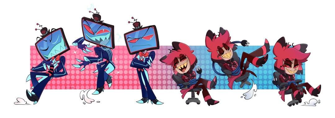 __Napoo__'s tweet photo. Finish !!! Toxic love reunited ! ❤️👑✨#vox #alastor #HazbinHotelVox #HazbinHotelAlastor https://t.co/TZICyteubA