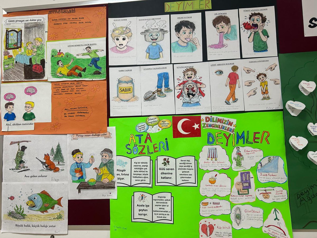 Dilimizin Zenginlikleri Projesi kapsamında, okulumuz 4-A sınıfı öğrencileri,öğretmenleri Seval TOPÇU rehberliğinde Türkçemizin anlatım gücünü yansıtan deyimleri yaratıcı çalışmalarla ele aldılar.<a href="/bulent_akhan20/">Bülent AKHAN</a> <a href="/OsmanHayta16/">Osman Hayta</a>