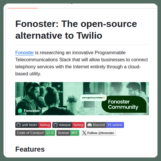 tom_doerr's tweet photo. Open-source alternative to Twilio for programmable telecommunications

https://t.co/MsVSywbIO8 https://t.co/iUG3nLeHdY