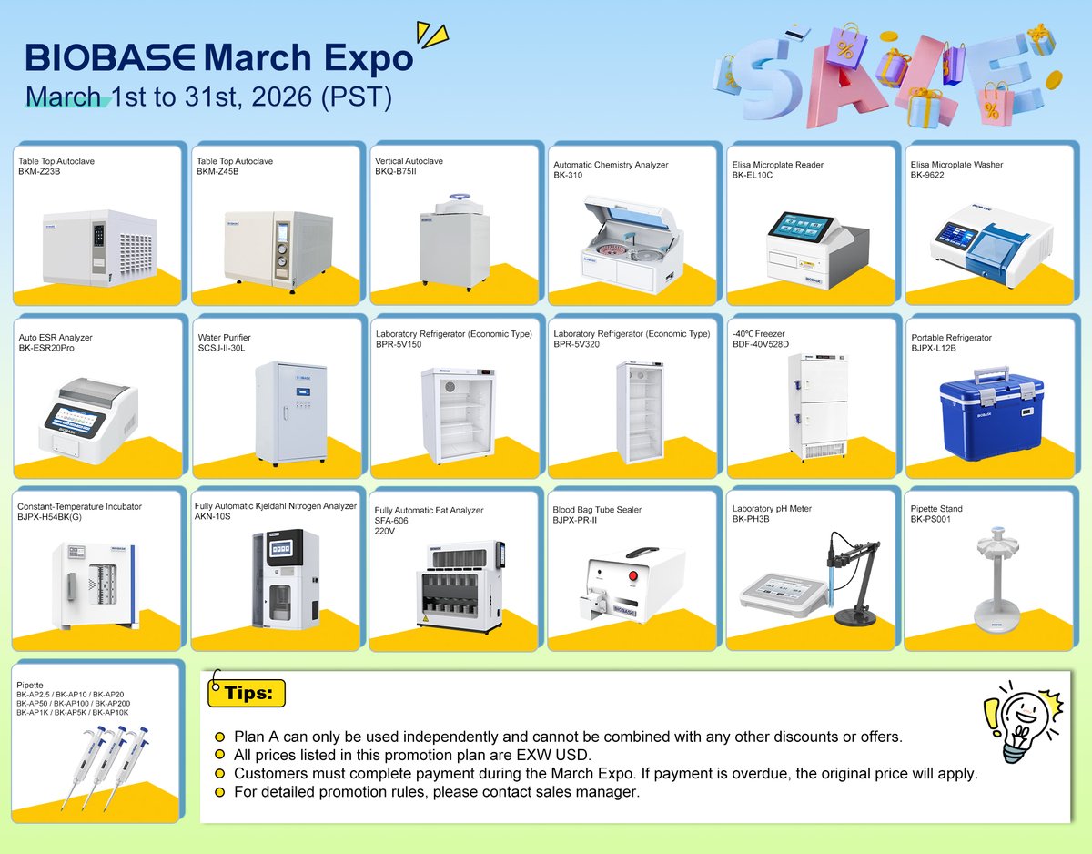 BIOBASE_CHINA's tweet image. Special offers on lab &amp;amp; medical equipment this month only.
Planning to order?
Now is the best time.
Details in pictures.
DM us today!
#LabEquipment #MedicalDevices #MarchSale
