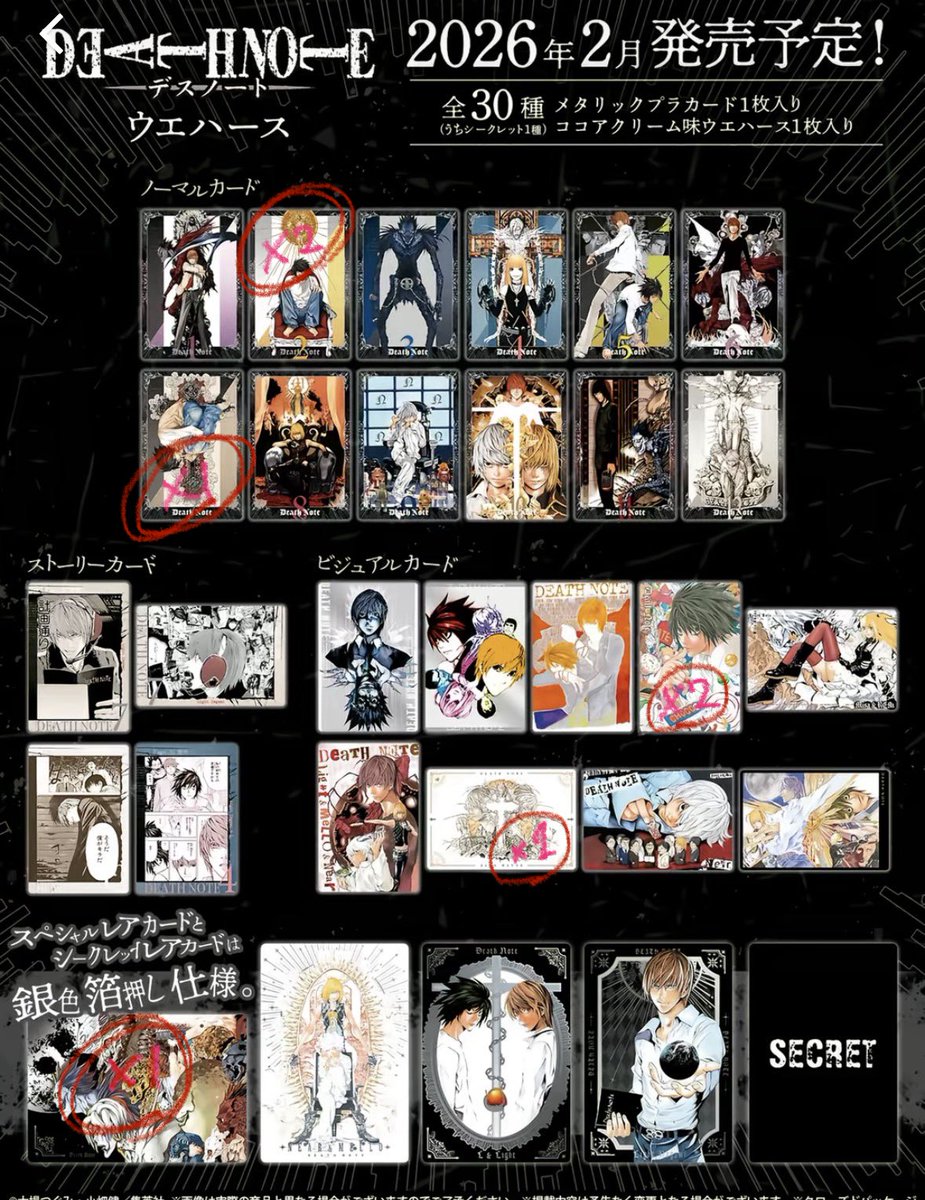p1k_rm's tweet photo. デスノート　ウエハース　交換　DEATHNOTE #デスノートウエハース 

求　画像1枚目(枚数分)
譲　画像2枚目

2枚からの交換
郵送お取引希望
よろしくお願いします♪ https://t.co/JXKDJfFk1o