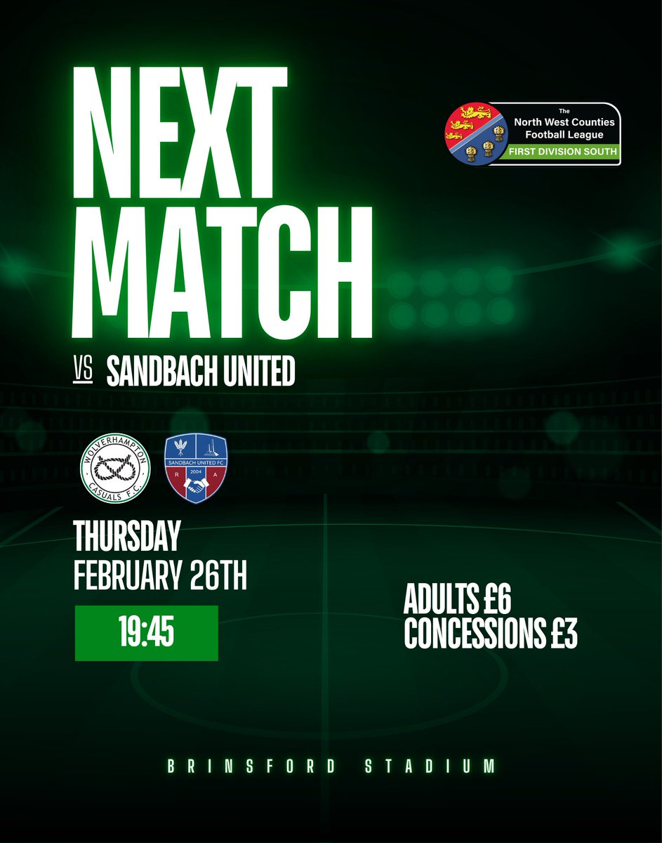 WolvesCassies's tweet photo. A very quick turnaround this week and tonight we are scheduled to host @SandbachFC_1st in the league.
There is a pitch inspection scheduled for 16:00 and we will confirm the outcome ASAP ๐ค https://t.co/tdErRUdBtG