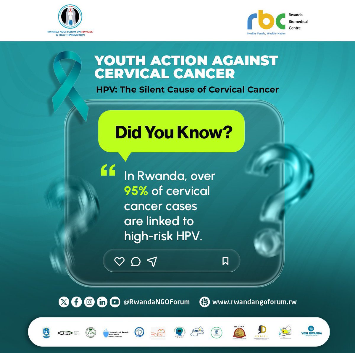 EmmanuelChinkey's tweet photo. ❓Did you know❓
In Rwanda, 95% of #CervicalCancer cases are linked to HPV.
Let’s promote early vaccination for young girls to tackle this threatening Cervical Cancer.🚫

#YouthAgainstCervicalCancerRw
#TestToKnowRw
#ScreeningSavesLivesRw https://t.co/oIS86Ocijw
