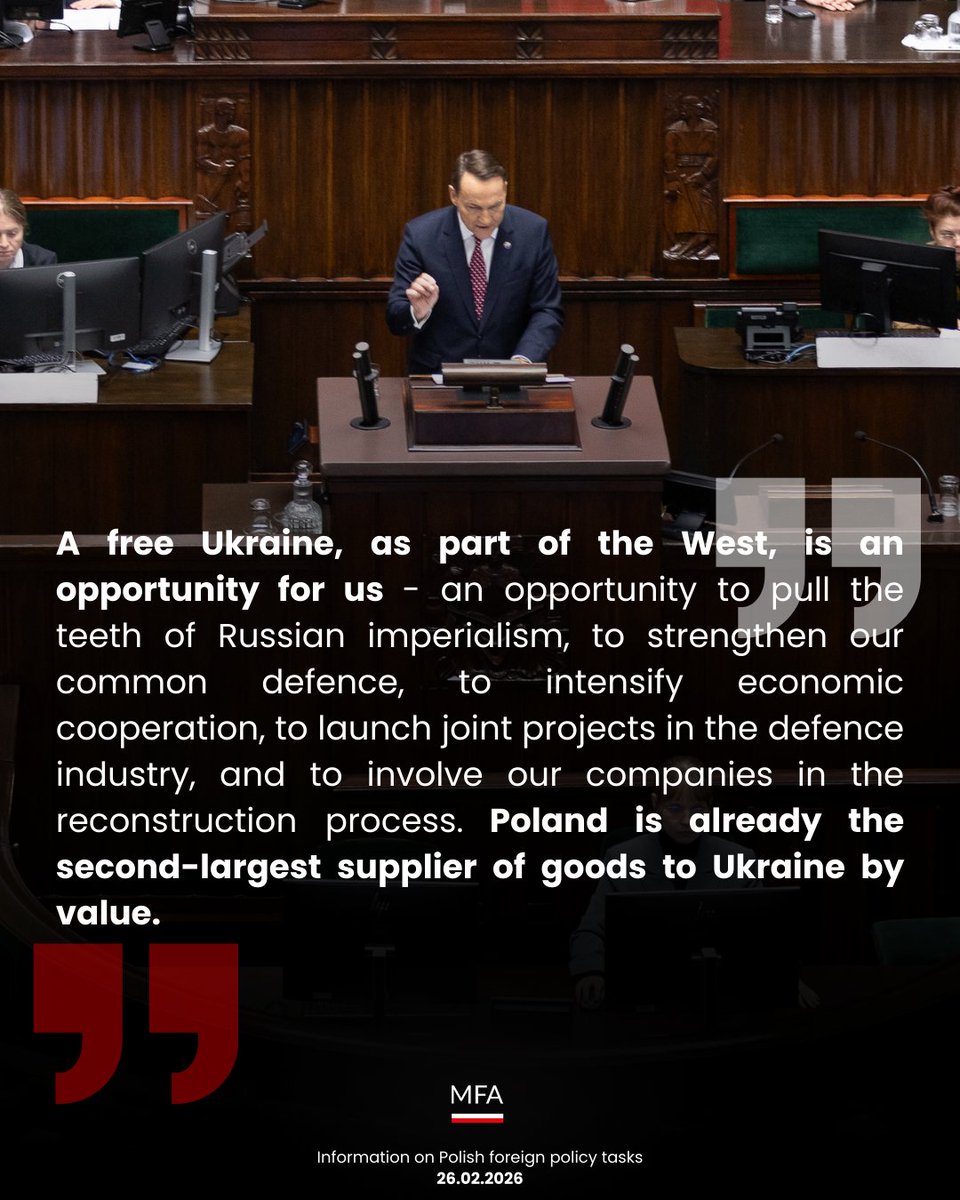 💬 A free Ukraine, as part of the West, is an opportunity for us - an opportunity to pull the teeth of Russian imperialism, to strengthen our common defence, to intensify economic cooperation, to launch joint projects in the defence industry, and to involve our companies in the
