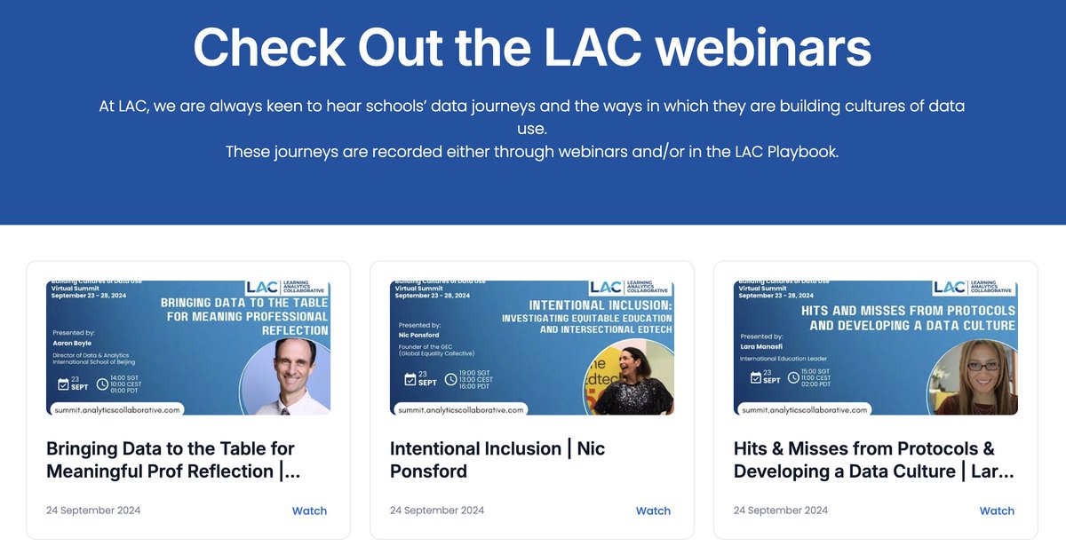 ConsilienceLrn's tweet photo. At LAC, we are always keen to hear schools’ #datajourneys and the ways in which they are building cultures of #datause. These journeys are recorded through webinars that you can access on our website below.

https://t.co/Rdc2fOyG9X https://t.co/XUfU4rBiSe