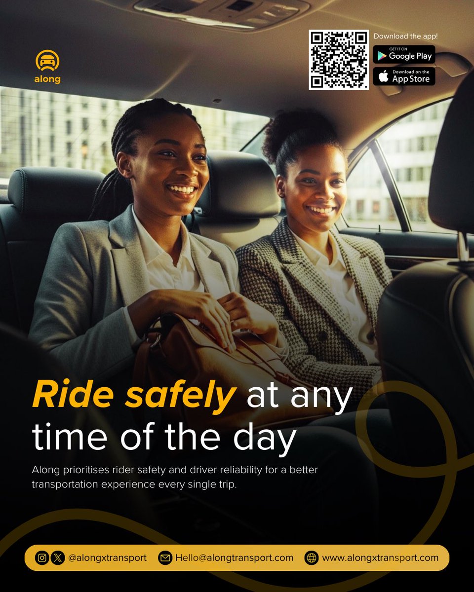 AlongxTransport's tweet image. No more stressing about unsafe rides. Along Transport puts your safety first any time, any day. 

Download the app and ride with confidence!
Available on both PlayStore and AppStore. 

#AlongTransport #RideSafely #AlongXTransport #SafeCommute #ReliableRides