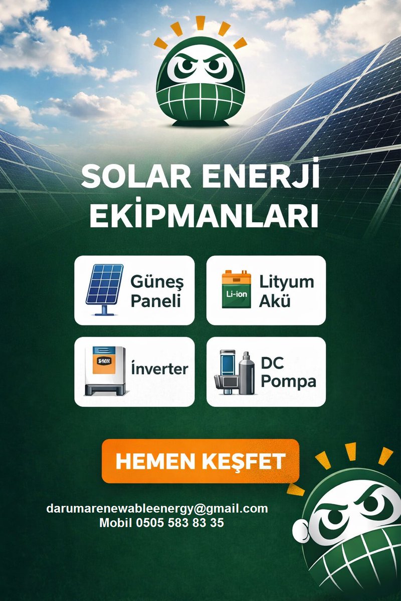 darumacomputer's tweet photo. Güneş enerjisine yatırım yapmanın avantajlarını biliyor musunuz? #GüneşEnerjisi #Yatırım #ROI #Tasarruf #Sürdürülebilirİşletme #YeşilEnerji #KarbonAyakİzi #EnerjiVerimliliği #DarumaEnergy #SolarÇözümler #YenilenebilirEnerjiSistemleri #EnerjiYönetimi #Sürdürülebilirlik https://t.co/BCVxZSUdeN