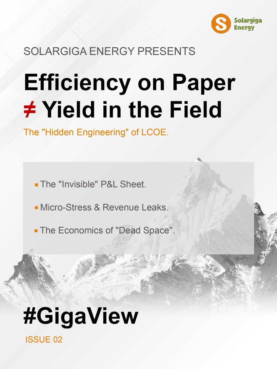 SolargigaEnergy's tweet photo. #GigaView02

23% Efficiency on paper ≠ 23% Yield in the field. 📉

Today, we strip away the marketing fluff to look at the "Hidden Engineering" that directly impacts your LCOE and cash flow.

https://t.co/oogmkzY1hz https://t.co/WY6IhCfTCw