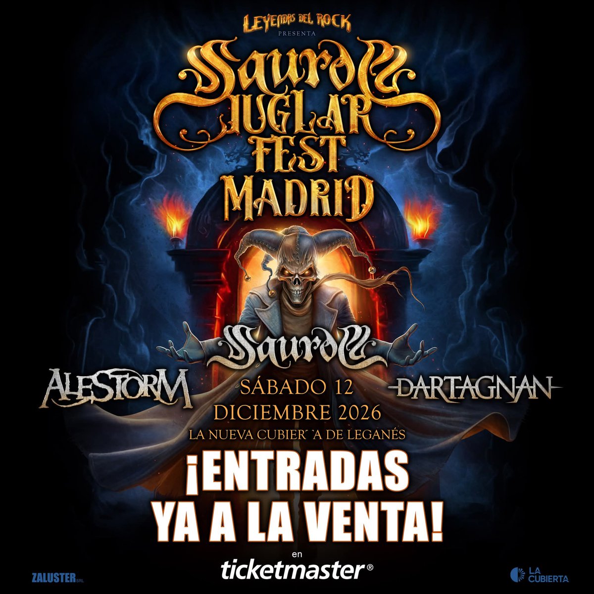 SauromOficial's tweet photo. 🎯Entradas YA a la venta en: https://t.co/Xxt0MHZvWg

✨️SAUROM JUGLAR FEST (Madrid)✨️

SAUROM♦️ALESTORM♦️DARTAGNAN
🔔Sábado 12 diciembre 2026.
🌹La Nueva Cubierta de Leganés.

* General Pista: 50€ + gg.
* Grada sin numerar: 55€ + gg.

#saurom #rock #Madrid https://t.co/E9zR4SWMB3