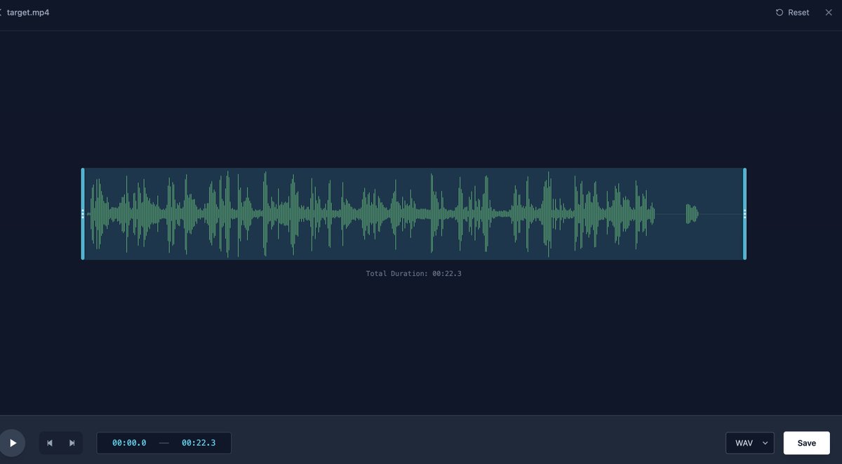 分享个免费的提取音频的站点，在你构建短视频时，可以通过将热门视频中的音频提取出来，再导入到自己的视频中作为背景音乐
audiocut.io