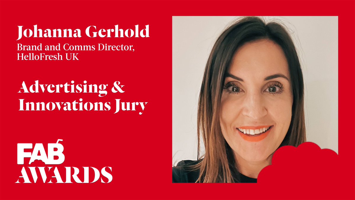 Jury Member: Delighted to announce that Johanna Gerhold, Brand and Comms. Director at HelloFresh will be Judging #Advertising #Innovation at The 28th FAB Awards
-
#TheFABAwards #TheFABAwards2026
@hellofreshuk