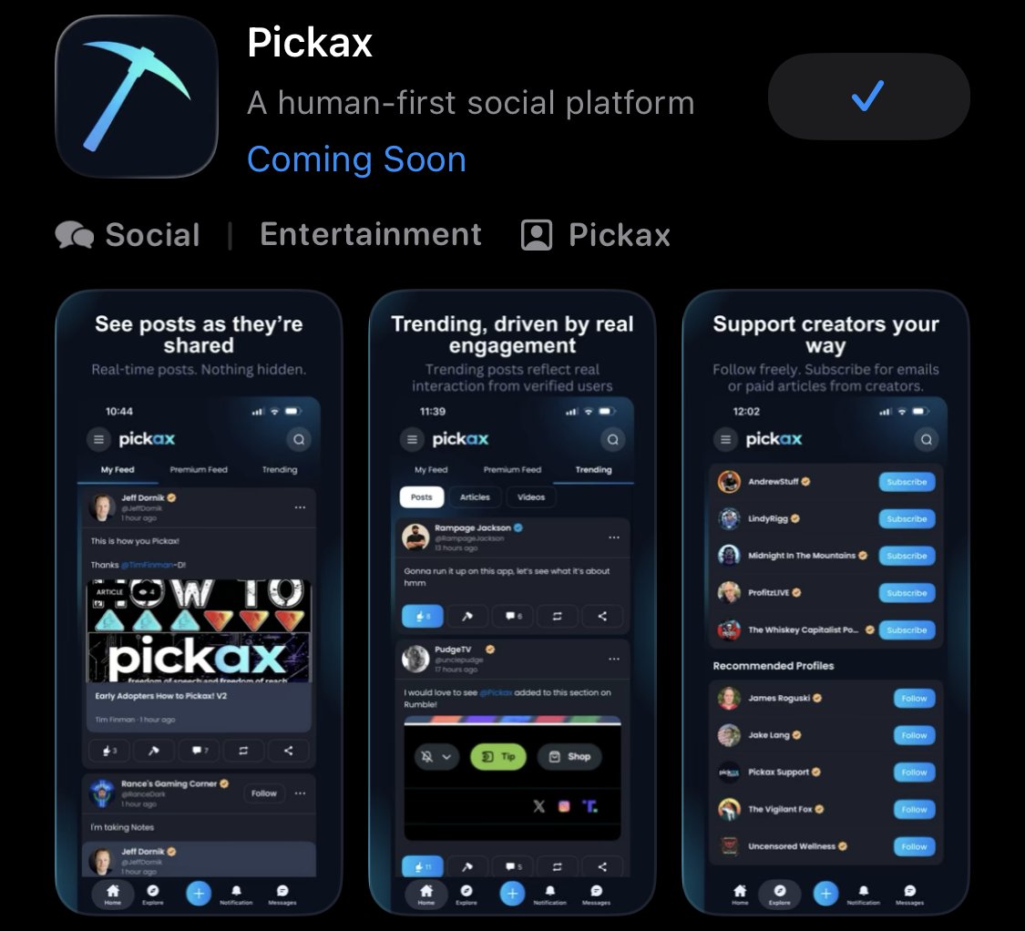 Pre-Order the free Pickax Social App in the Apple App store. sign up with the link below. 
pickax.com/?referralCode=…
